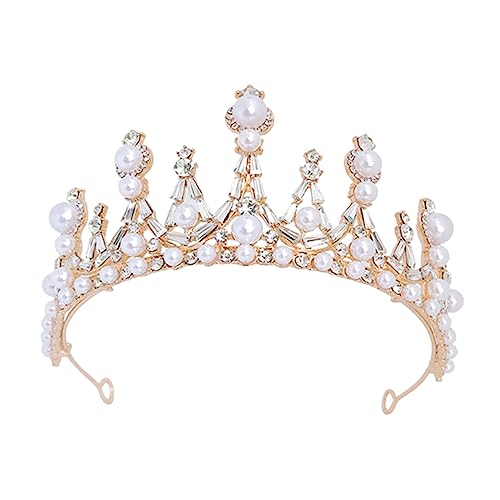 Ipetboom 1Stk Perlen-Strass-Stirnband Prinzessin Tiara Kostüm Krone Kleid für Mädchen wedding hair accessories brauthaatschmuck Krone zur Hochzeit Brautkrone Mädchenkrone Legierung Golden von Ipetboom