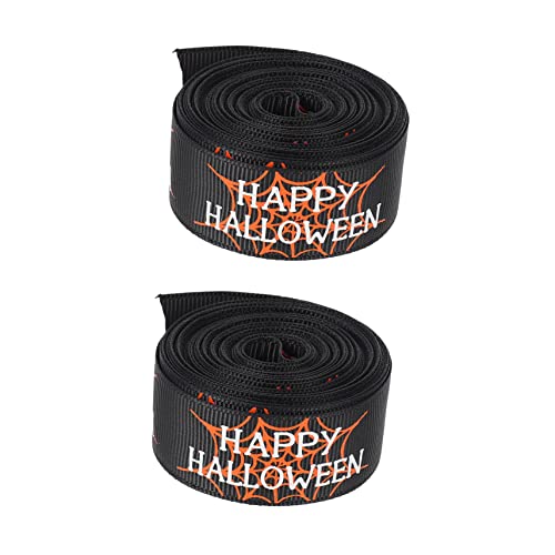 Ipetboom 2 Rollen Halloween-band Halloween-pappteller Halloween-dekorationsband Halloween-baumschmuck Ecke Partydekorationen Ornamente Halloween-dekorationsparty Funkeln Polyester Black von Ipetboom