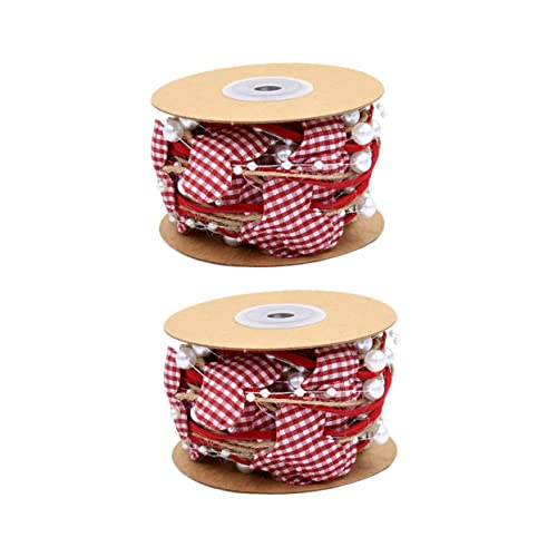 Ipetboom 2 Rollen Liebesperlenkettenband Garnband Dekorationen Schleife Sackleinen Blumen ribbon bandfeile dekoration party valentine's day dekoratives Band Geschenkband Polyester von Ipetboom