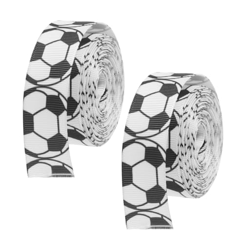 Ipetboom 2 Rollen Rippenband übertragen Fußball Sport Bögen Flagge beiges Band seidenband ribbon decora present bows seidenbänder weiß dekoratives Verpackungsband Geschenkband Banddekor Stoff von Ipetboom