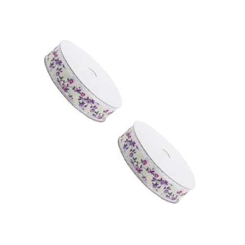 Ipetboom 2 Rollen Spitzen Band Floral Bedrucktes Band Spitzenband Blumenbanddekoration Geblümtes Band Bänder Mit Blumenmotiv Zubehör Für Spitzenbänder Blumenbänder Violett Polyester von Ipetboom