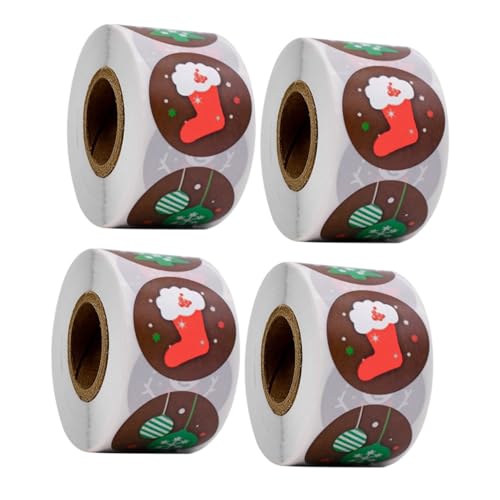 Ipetboom 2 Sätze Tag-aufkleber Weihnachtsdekorationen Ornamente Die Klebstoff Weihnachten Weihnachtsaufkleber Etiketten Weihnachtsgeschenk-tags Kupferplattenaufkleber 2 Rollen * 2 von Ipetboom