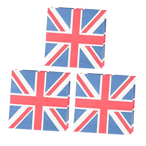 Ipetboom 2 Stück 3 Union Jack-Gewebe Serviette mit Union Jack-Muster Partyserviette England-Flagge-Serviette Union Jack-Seidenpapier Serviette für die Party Festival-Party-Serviette von Ipetboom