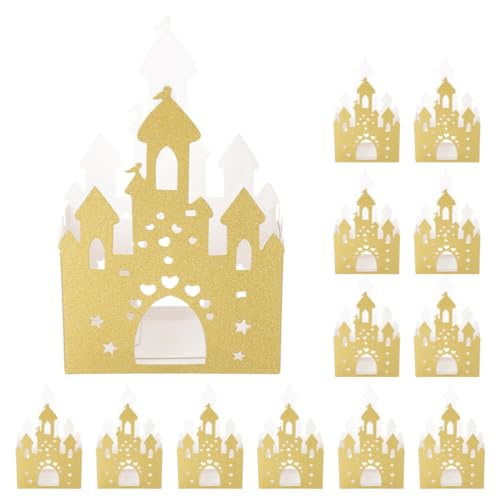 Ipetboom 20 Stück Prinzessinnen-Schloss-Papierboxen Goldene Glitzer-Schloss-Partygeschenke Süßigkeiten Königliche Taschen Keks-Geschenkboxen Für Tische Geburtstagsparty-Dekorationen von Ipetboom