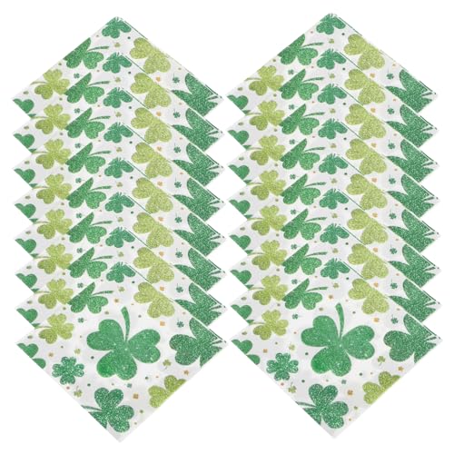 Ipetboom 20St Kleeblatt-Partyservietten Party Servietten grün Feiertags Servietten Grüne Papier Servietten Tischdeko für Feiertage st patricks day servietten dekoratives Seidenpapier von Ipetboom