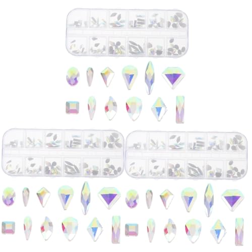 Ipetboom 3 Kisten Diamant-Nagelkunst-Set zum Selbermachen nail decoration nail charms kunstnägel set Nagelsteine ​​für Nagelkunst Perle Strass-Maniküre-Schmuck DIY-Anhänger für Nägel Metall von Ipetboom