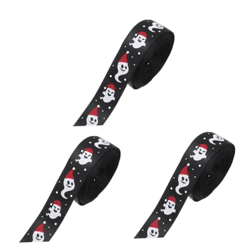 Ipetboom 3 Rollen Halloween-Band Aufkleber Schleife rotes Band Halloween bedrucktes Band Tür halloween haarband Halloween-Bänder zum Basteln Bogenmaterial selber machen Blumenband Polyester von Ipetboom