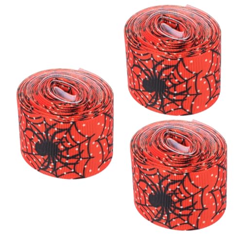 Ipetboom 3 Rollen Halloween-dekorationsband Funkeln Halloween Große Spinne Schleifenkränze Bänder Dekoration Wickelband Schwarze Schleifen Zum Verpacken Schwarze Bänder Party Polyester Rot von Ipetboom