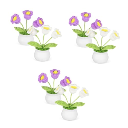 Ipetboom 3 Sätze Maiglöckchen-blumenornamente Gehäkelte Tulpen Gehäkelte Blumen Figuren Simuliertes Auto Dekoration Wohnaccessoires Häkelblume Gestrickte Blumen Garn 2 Stücke * 3 von Ipetboom