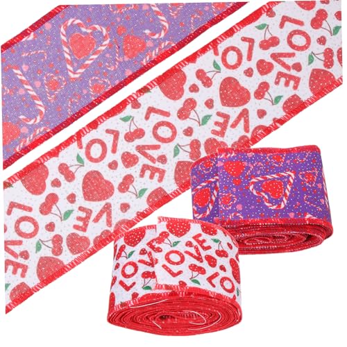 Ipetboom 3 Sätze Valentinstag Band Grenze Bögen Einseitig Sackleinen Geschenkband Geschenkeband Drahtband Zum Valentinstag Valentinsband Zum Verpacken Von Geschenken Polyester 2 Rollen * 3 von Ipetboom