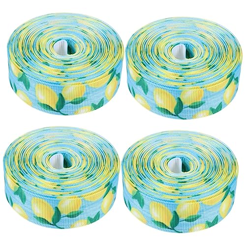 Ipetboom 4 Rollen Bänder Zum Verpacken Bedrucktes Drahtband Sackleinen Goldenes Samtband Seidenband Strassband Blaues Band Set Gelbe Dekorationen Geschenkband Polyester von Ipetboom