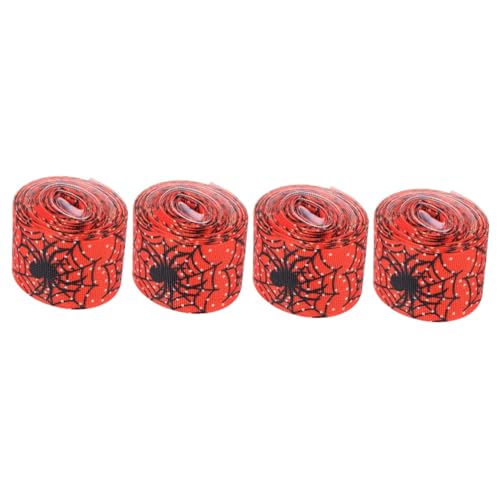 Ipetboom 4 Rollen Halloween-Dekorationsband rotes Tüllband Schleife halloween dekoration halloween decor geschenkband Geschenkbänder ein Verpackungsband Geschenkverpackungsband Polyester von Ipetboom