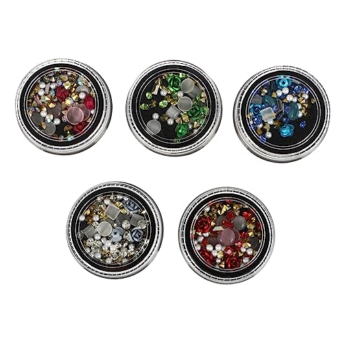 Ipetboom 5 Kisten Blumen Maniküre Strass Perlen Nagel Charms Edelsteine Charme für Nägel Strasssteine nagelsteine gelnägel nail decoration Nailart-Zubehör Nagelanhänger für Nagelkunst Harz von Ipetboom