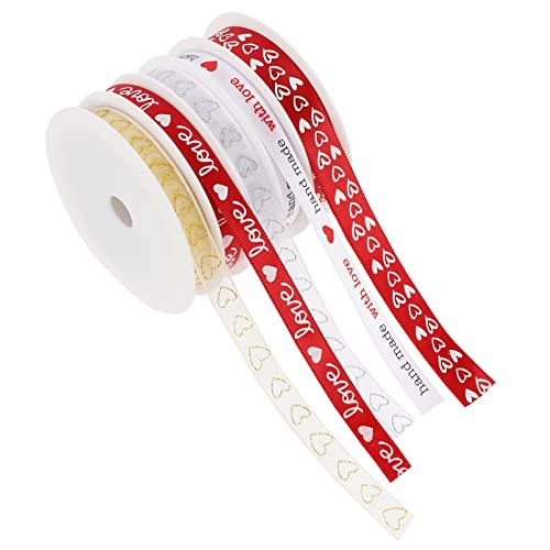 Ipetboom 5 Rollen Herz-Band-Set Spitzenband nähen Dekorationen rotes Band gelbes Band Schleife ribbon bandfeile weihnachtdeko Hochzeitsbänder Geschenkbänder ein Verpackungsband Polyester von Ipetboom