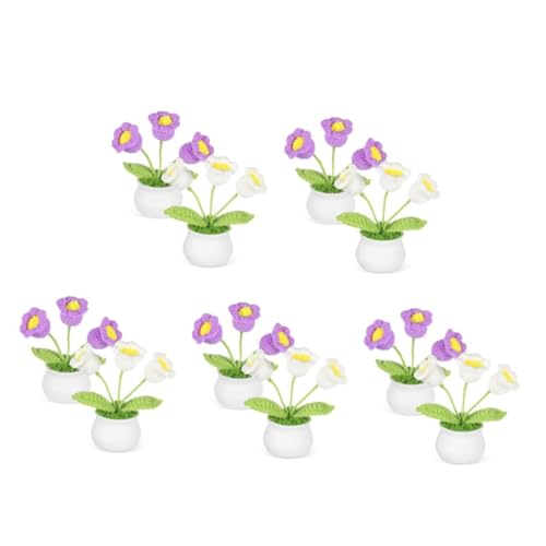 Ipetboom 5 Sätze Maiglöckchen-blumenornamente Simuliertes Blumen Häkeln Figuren Autoramente Auto Dekoration Wohnaccessoires Gehäkelter Blumenstrauß Häkelblume Garn 2 Stücke * 5 von Ipetboom