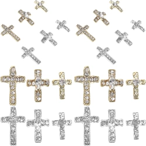 Ipetboom 60st Cross-nagellack Reize Charms Nägel Strasssteine ​​für Nägel Edelsteine Strass-nagelanhänger Nagel Charms Nagelkunstzubehör Nagelkunst-anhänger Nagel Kreuz Charms Zinklegierung von Ipetboom