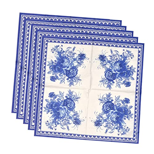 Ipetboom 80 Stück Seidenpapier Papierservietten Für Den Täglichen Gebrauch Restaurant Tissue Bedrucktes Serviettenpapier Blau von Ipetboom