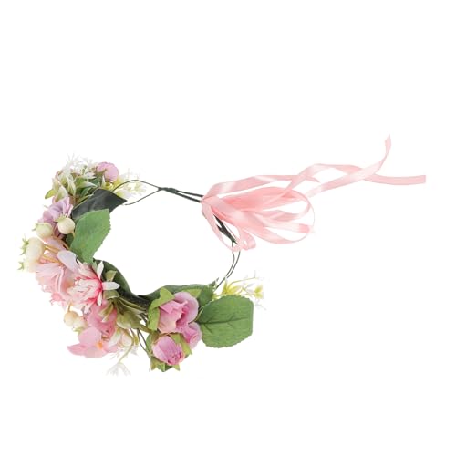 Ipetboom Braut Blumenstirnband Brautjungfer Hochzeitshaarschmuck für Frauen Braut- christmas hair accessories weihnachtlicher haarschmuck Frauen Blumenkrone Blumenkronenstirnband PP Rosa von Ipetboom