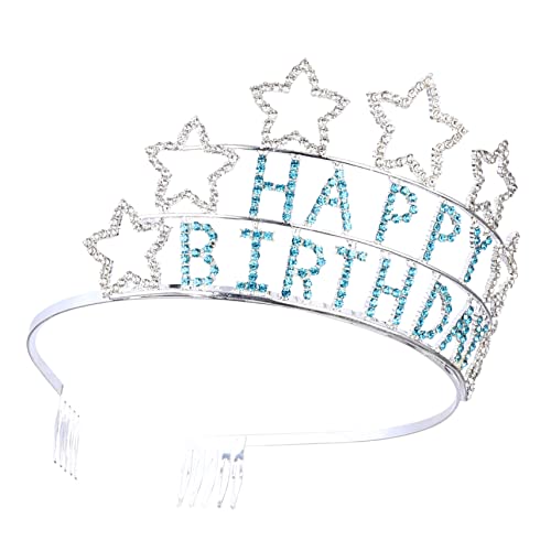 Ipetboom Geburtstagskrone Stern-stirnband Strass Geburtstag Tiara Haarreif Tiara Aus Strass Strassstern Geburtstag Kopfbedeckung Stern Kopfschmuck Prinzessin Dekorationen Legierung von Ipetboom