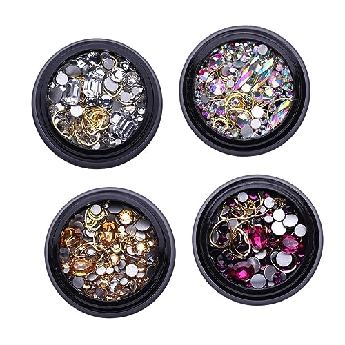 Ipetboom Nagelaufkleber 4 Kisten nagelsteine gelnägel nail decoration Nailart-Diamanten Nagelabziehbilder Ornament Nagelkunst-Tätowierung Nagelkunstdekoration mit Strasssteinen Niet von Ipetboom