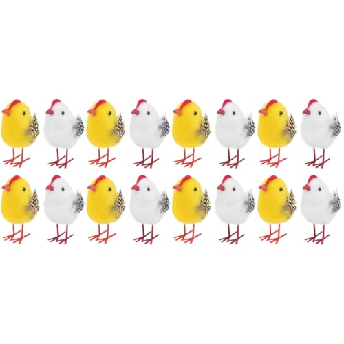 Ipetboom Osterküken Dekorationen: 16Pcs Mini Hühnerfigur Simulation Hühnermodelle Partyzubehör Küken Bevorzugt Hühnchen Ostern Baby Chick Toy Schmuckfeier -Party Requisiten Weiß Und Gelb von Ipetboom