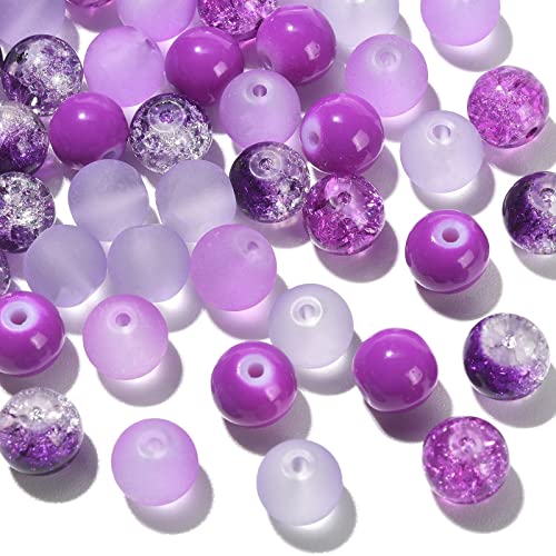 Ipotkitt 100 Stück 8 mm violette runde Glasperlen Kristallperlen runde lose Abstandshalter Perlen für Armbänder Perlenstickerei DIY Handwerk Schmuckherstellung von Ipotkitt