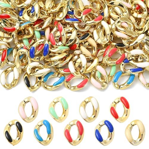 Ipotkitt 135pcs 9 Farben ABS Kunststoff Oval Ringe Quick Link Connectors Twisted Oval Ringe für DIY Schlüsselanhänger Armband Ohrring Halskette Schmuckherstellung von Ipotkitt