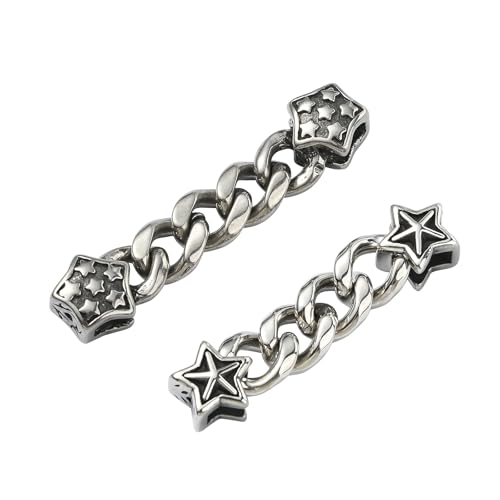 Ipotkitt 2 Stück 2 Stile Antik-Silber Edelstahl Verlängerung Sternketten Retro Kurze Ketten Perlen Armband Zubehör für DIY Handwerk Armband Schmuckherstellung von Ipotkitt