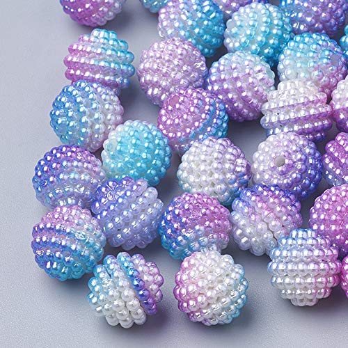 Ipotkitt 200 Stück 10 mm bunte Imitationsperlen Acrylperlen Obst Beeren Perlen kombinierte runde Perlen Discokugel Perlen für DIY Handwerk Schmuckherstellung von Ipotkitt