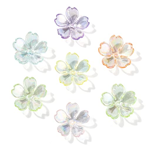 Ipotkitt 300 Stück transparente galvanisierte Acryl-Blumen-Perlenkappen, 5 Blütenblätter, Blumen-Perlen-Charms für DIY-Handwerk, Armband, Halsketten, Ohrringe, Schmuckherstellung von Ipotkitt