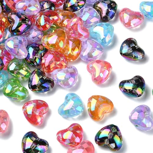 Ipotkitt 50pcs Random Heart Themed Acrylic Beads Plastic Love Beads Cute Flat Spacer Beads for DIY Craft Bracelet Keychain Pen Hair Jewellery Making von Ipotkitt