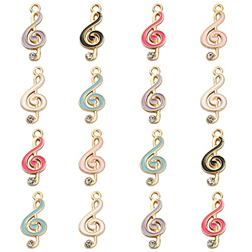 Ipotkitt 60 Stück 6 Farben Emaille Musiknote Charms Musikinstrument Charms mit Kristall Strass zum Basteln Schmuckherstellung Zubehör von Ipotkitt