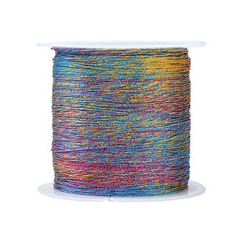 Ipotkitt Bunte 3-lagige Metallschnur, rund, Regenbogen-Lametta-Schnur, Rolle, Perlenschnur, für Armbänder, Schmuckherstellung, Basteln, 100 m, 100 m von Ipotkitt