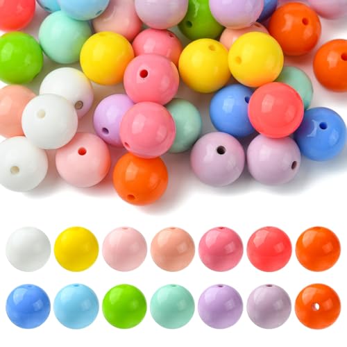 Ipotkitt Bunte runde Fokusperlen aus Silikon, 15 mm, Kaugummi, Abstandshalter, Gummi-Kugel, lose Perlen für DIY-Schlüsselanhänger, Halskette, Schmuckherstellung, 50 Stück von Ipotkitt