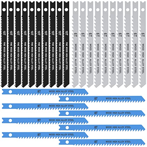 25-teiliges Stichsägeblatt-Set 6T 8T 10T Hartstahl, verschiedene Sägeblätter mit U-Schaft,schnell geschnittenes Stichsägeblatt, Holzbearbeitungswerkzeug zum Schneiden von Holz, Metall, Kunststoff von Iraza