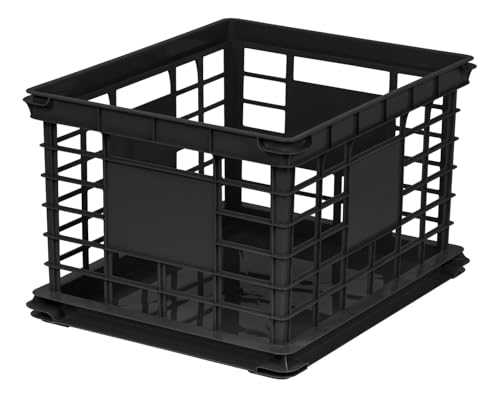 IRIS OHYAMA, Aufbewahrungsbox für Briefordner, Schwarz, Vier eingebaute Griffe, Stapelbar, Langlebig, für Akten, Handtücher & Buch, BPA frei, Container, Aufbewahrungsbox, SC-LL von Iris Ohyama