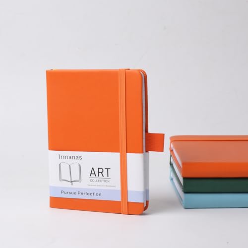 Irmanas A5 Notizbuch, Premium-Klassiker mit liniertem Papier und Stiftschlaufe, 160 Seiten, Leder-Hardcover-Journal, Business-Geschenk, Bürobedarf für Männer und Frauen (Orange). von Irmanas