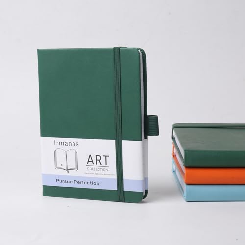 Irmanas A6 Notebook, Premium Classic Lined Notepad with Pen Loop 160 Pages College Leather Hardcover Journal Business Gift Office Supplies for Men Women(Dark or deep green) von Irmanas