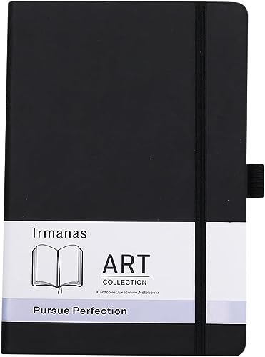 Irmanas Notizbuch A5 Liniert, 160 Seiten 100 g/m² Seiten Hardcover Notizblock Collegeblock mit Gummizug und Stifthalter, klassisches Design Notizblock geeignet für Büro, Schule von Irmanas