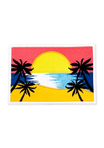 Sonnenuntergang Patch | Aufbügler | Aufnäher | Stickerei | DIY | für Jacken, Hemden, Rucksäcke | Landschaft Strand Vintage von IronPatch