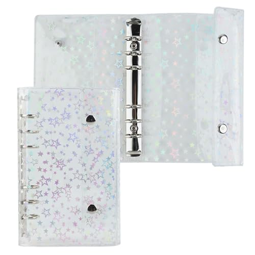 Irtyif Ringbuch A6,Transparent PVC Ring Binder,Ringbuch A6 Nachfüllbar,A6 Ringbuch Ring Binder Notebook Schutz Nachfüllbares Ringordner,A6 Loose Binder Wasserdicht Hülle mit Druckknopfverschluss von Irtyif