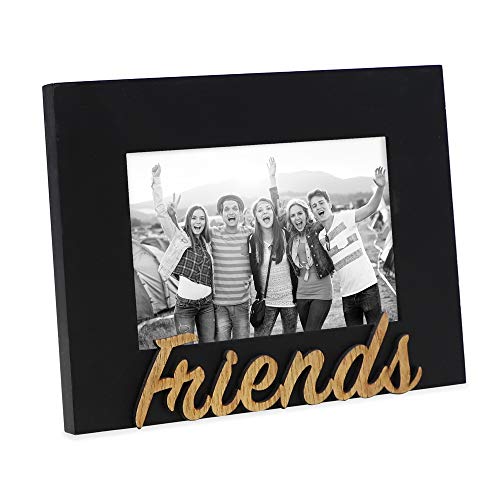 Isaac Jacobs Holz Sentiments "Friends" Bilderrahmen, Foto Geschenk für Freunde, Display auf Tischplatte, Schreibtisch 4x6 schwarz von Isaac Jacobs