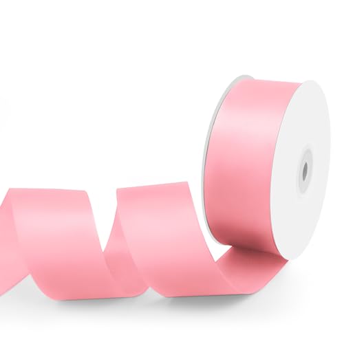 Isaspire Satin-Stoffband, 3,8 cm Breite x 45,7 m, hellrosa Band, perfekt für selbstgemachte Schleifen, Girlanden, Geschenkverpackungen, Handwerk, Blumensträuße, Weihnachten und Party-Dekoration von Isaspire