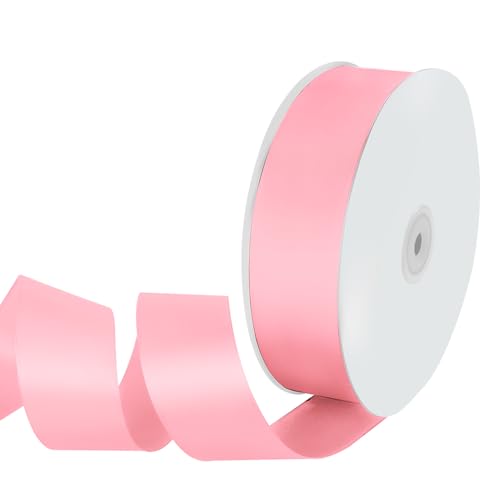 Isaspire Satin-Stoffband, 3,8 cm Breite x 91,4 m, hellrosa Band, perfekt für selbstgemachte Schleifen, Girlanden, Geschenkverpackungen, Handwerk, Blumensträuße, Weihnachten und Party-Dekoration von Isaspire