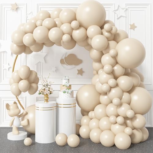 Luftballons Weiß Beige Ballons Girlande 18 12 10 5 Zoll 103 Stück Sand Weiß Luftballon Creme Helium Latex Ballon Matt Nude Retro Sandweiss Party Ballons für Geburtstag Babyparty Hochzeit Dekoration von Isndare