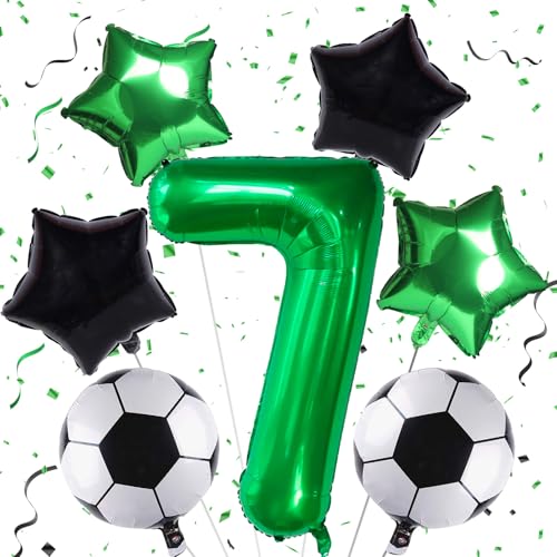 Fußball Luftballon, 7 Jahre Geburtstag Deko Junge, Fussball Deko Geburtstag Kinder 7 jahre Folienballon mit Trophäe Luftballon, 7. Geburtstagsdeko Fußball für Kindergeburtstag Fussball Party von Isndare