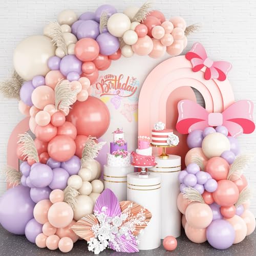 Lila Rosa Luftballon Girlande Weiß 107 StüCk Pastell Lila Luftballons Beige Aprikose Doppelt GefüLlte Ballons Creme Helium Ballon Hochzeitsdeko Geburtstagsdeko Babyparty Party Deko von Isndare