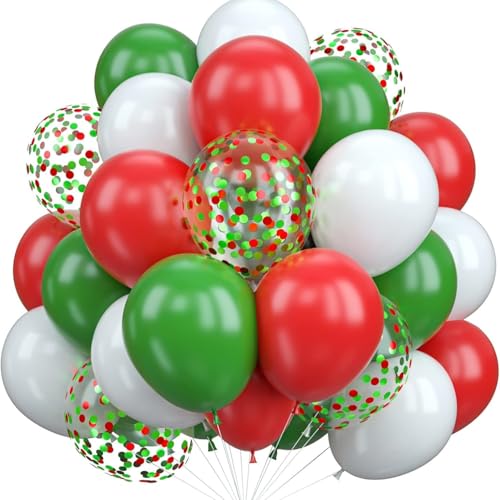 Luftballons Rot Grün Weiß Ballons 12ZOLL Rot Grün Weiß Luftballon für Weihnachten Party Deko Rot Grün Konfetti Latex Ballon Weihnachtliches Geburtstag Neujahr Ferien Dekorationen von Isndare