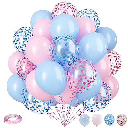 Luftballons Set Rosa Blau, 35 Stück Pastell Blau Rosa Konfetti Latexballons, 12 Zoll Hell Blau Rosa Helium Ballon Deko für Jungen Mädchen Gender Reveal Geburtstag Babyparty Brautparty Party Dekoration von Isndare