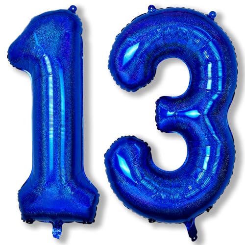 Riesen Blau 13 Luftballon Zahl Deko, 40 Zoll Dunkelblau Helium Zahlenballon 13 Geburtstagsdeko, XXL Navy Blau Marineblau Zahl 13 Folienballon für Jungen 13. Geburtstag Herren Jubiläum Party Dekoration von Isndare